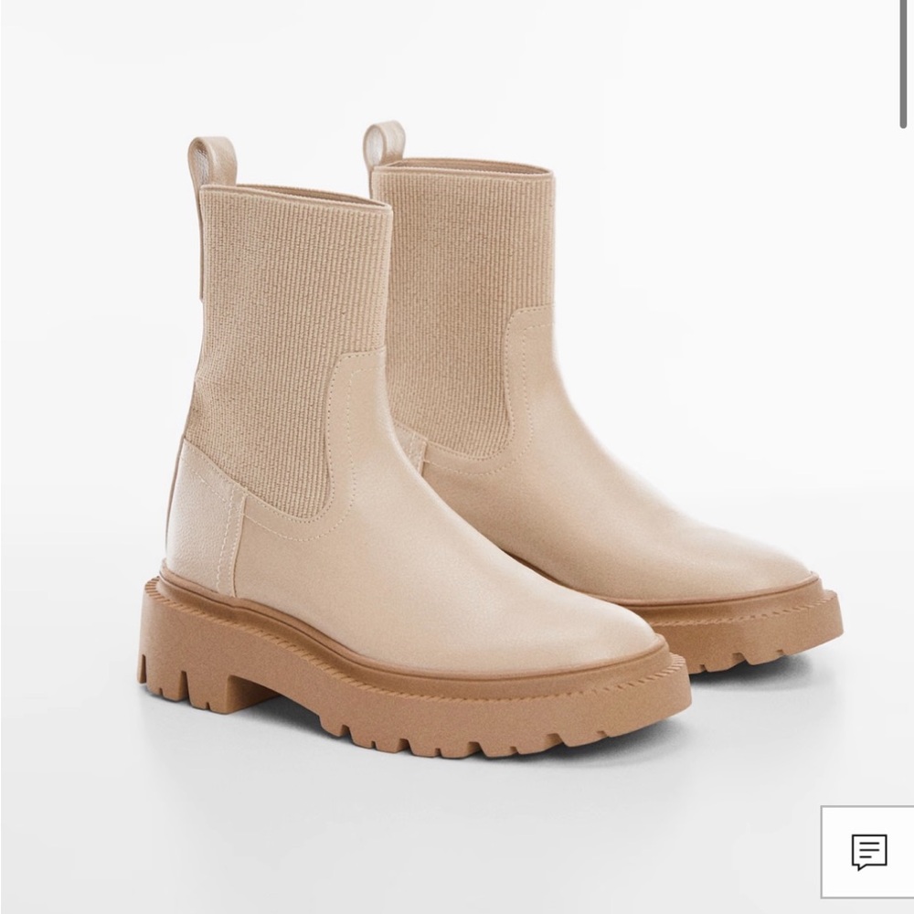 Mango Cream Ankle Boots with Tan Soles